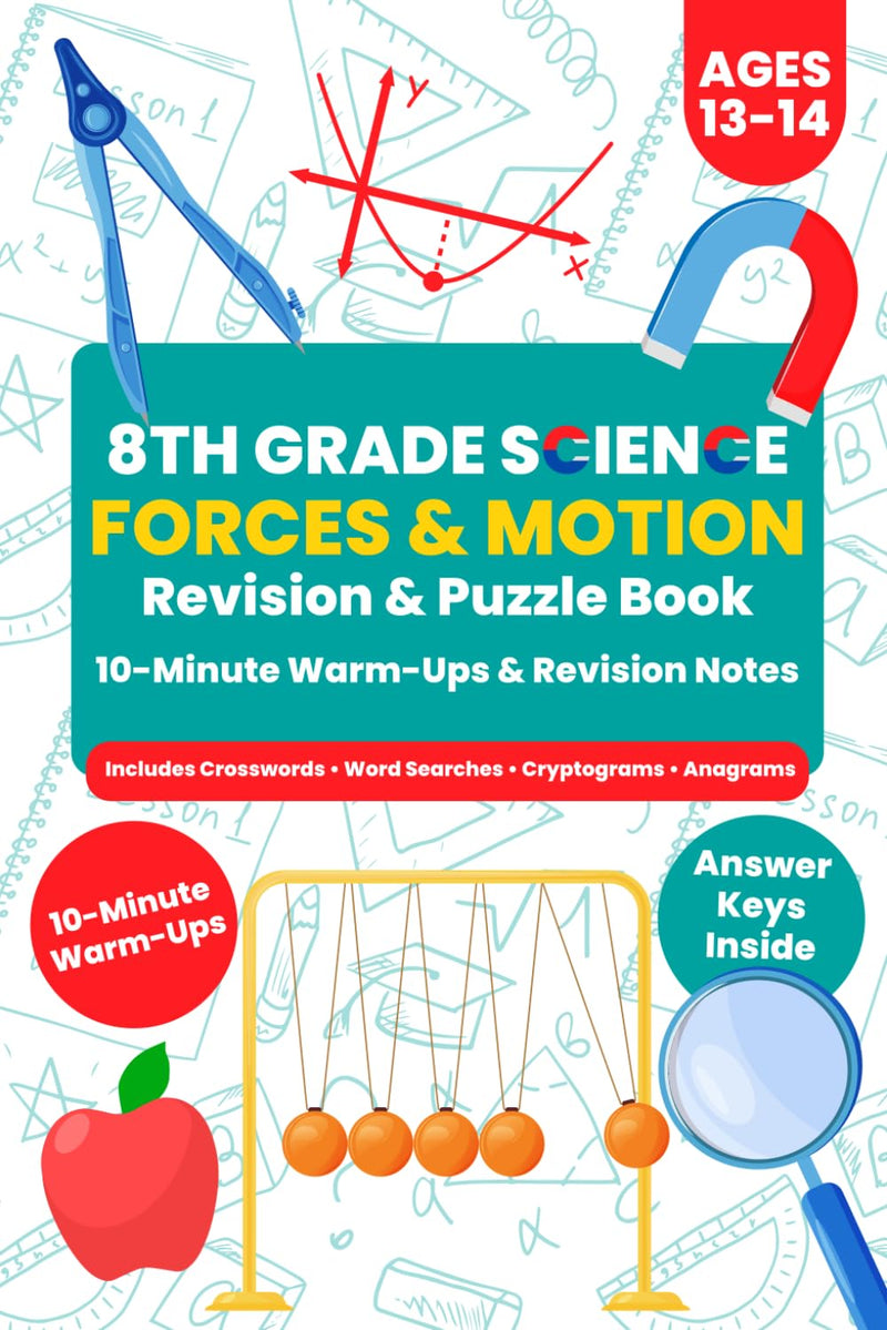 Cover of 8th Grade Science: Forces & Motion Puzzle Book